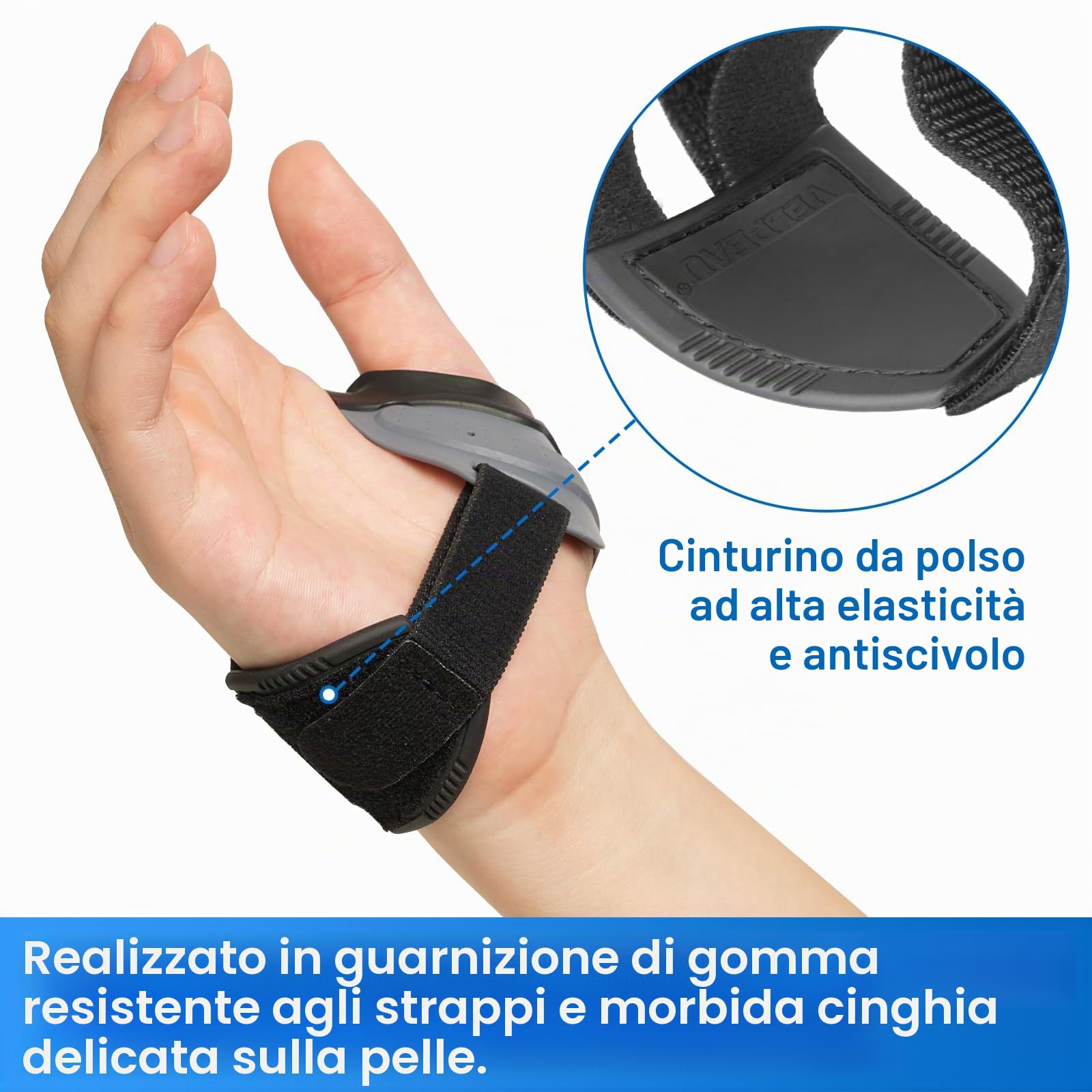 Velpeau CMC Tutore per pollice per artrosi, sollievo dal dolore articolare CMC, morbido e confortevole, stabilizza l'articolazione CMC senza limitare la funzione della mano (grigio-mano sinistra, S)