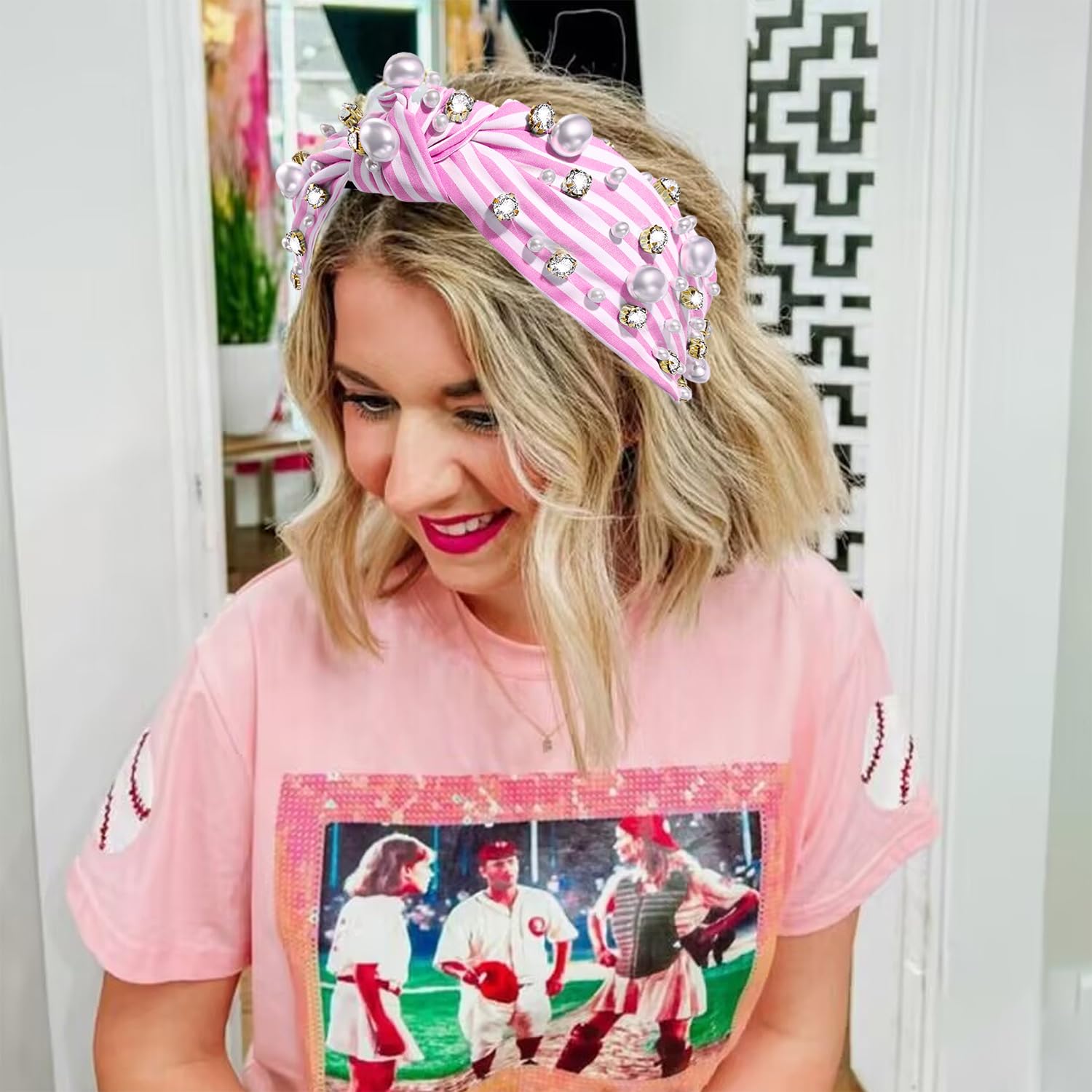 Amazon.com : mokkia Crystal Pearl Knotted Headbands for  display picture 2