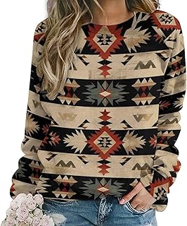 Sponsored Ad - ZOCAVIA Women's Western Aztec Sweatshirts Casual Retro Ethnic Graphic Crewneck Long Sleeve Pullover Tops Fa...