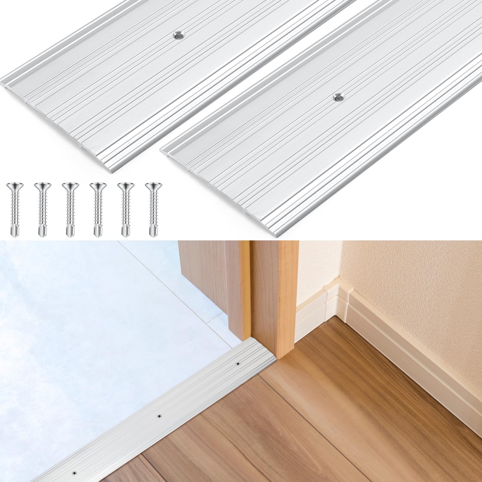 Tandefio 2 Pcs 5 x 1/4 x 72 Aluminum Door Saddle Threshold