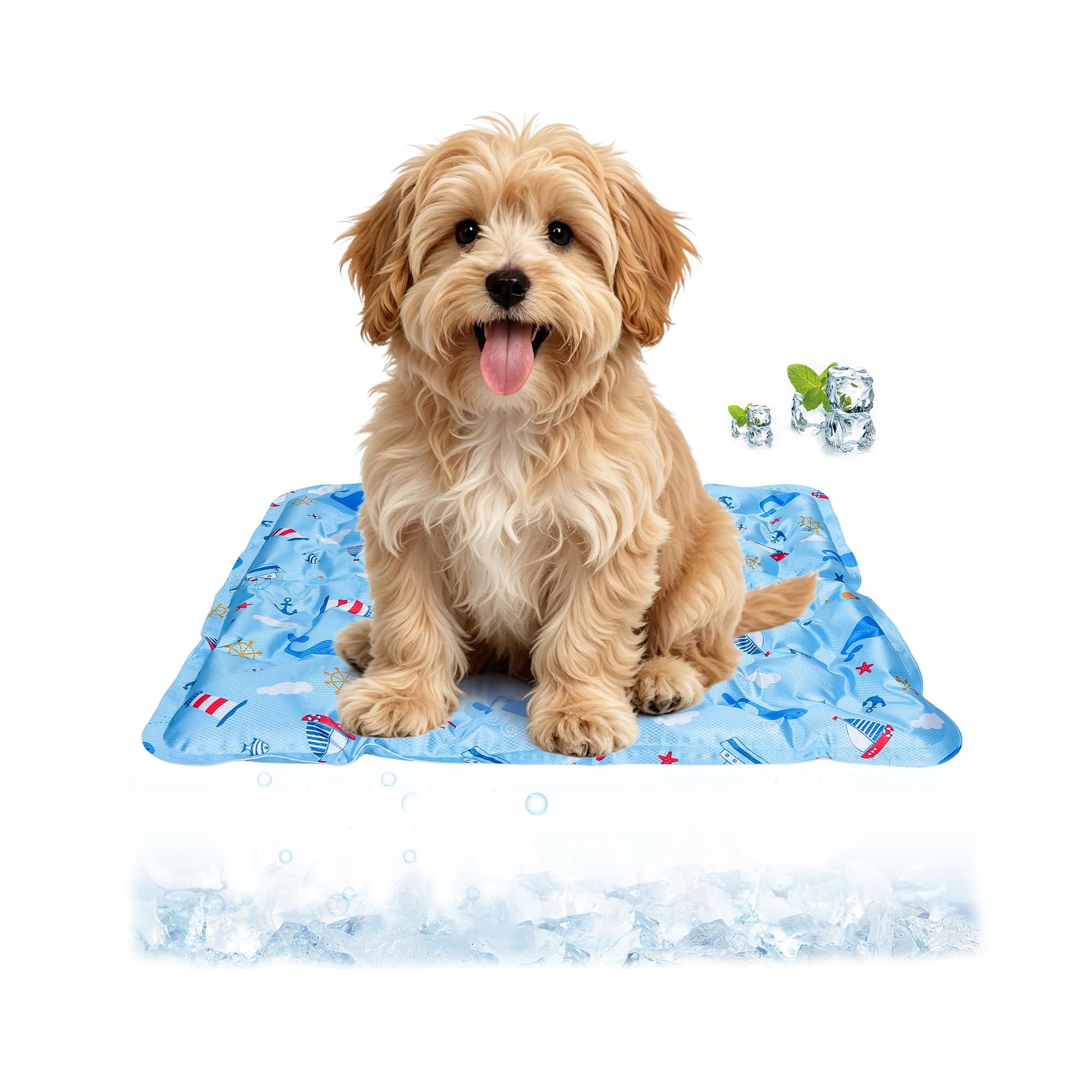 Aovanta Cooling Dog Mat, 50x60cm Reusable Water Filled Dog Cooling Mat, Cute Small Pet Cool Pad for Dogs, Cats