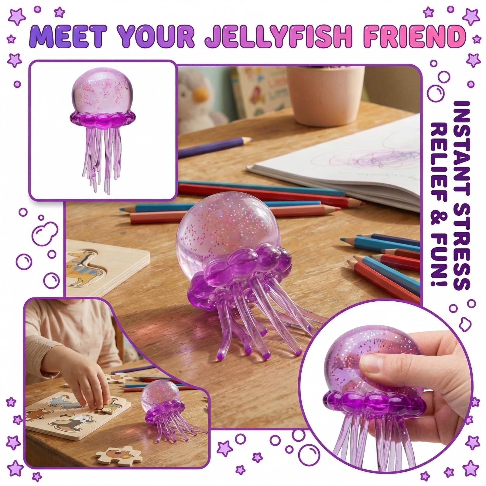Jellyfish Squeeze Toys, Drop Malt Sugar Balls Relieve Stress, Sensory Toy with a Super Solid Squish for Adult, Squishy Ultra Squishy and Moldable Slow Rise — view 6
