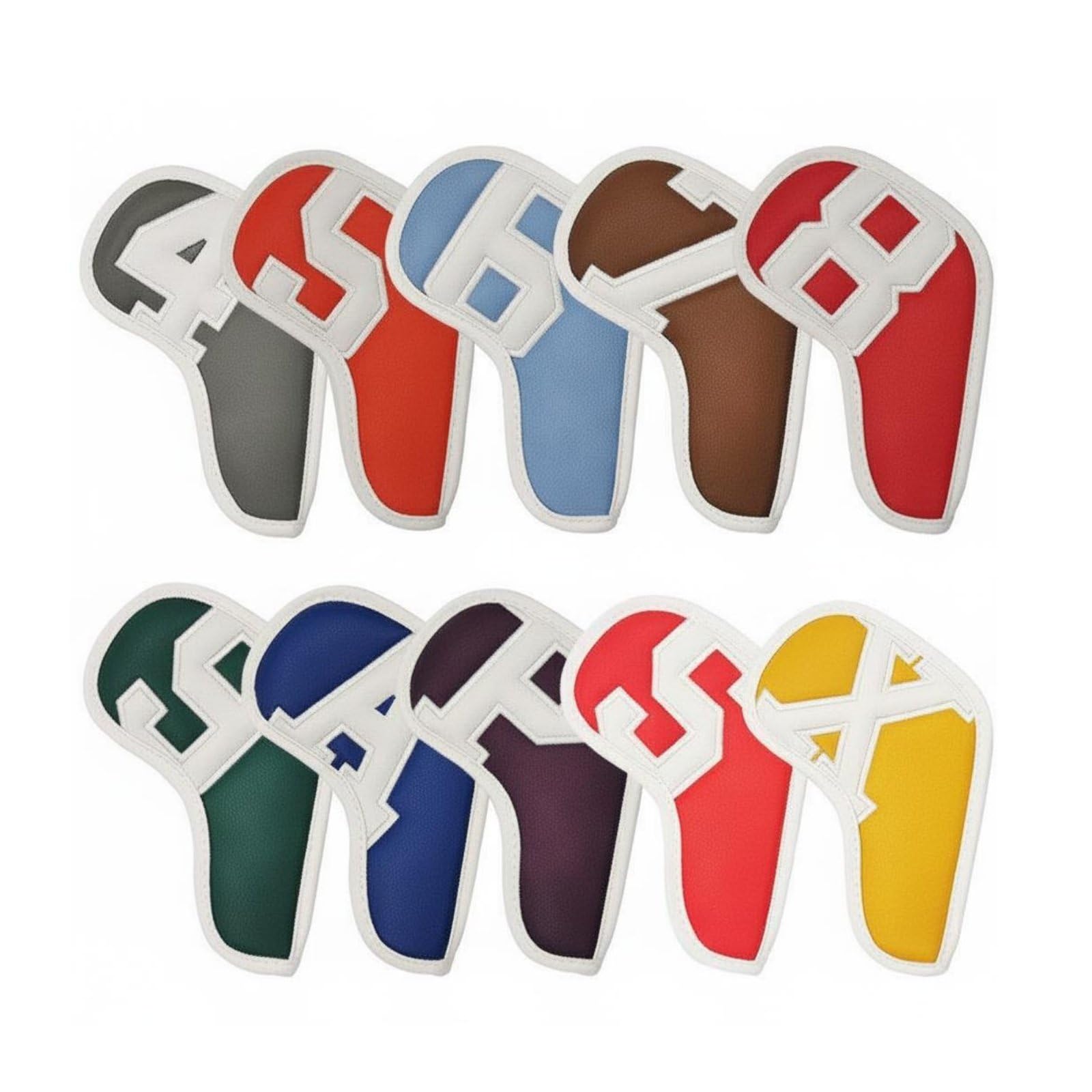 Baoblaze Fundas para Hierros de Golf Cubiertas Protectores Funda Cabezales Set Cobertura Total PU Impermeable Tacto Suave Identificación Clara Adecuado para