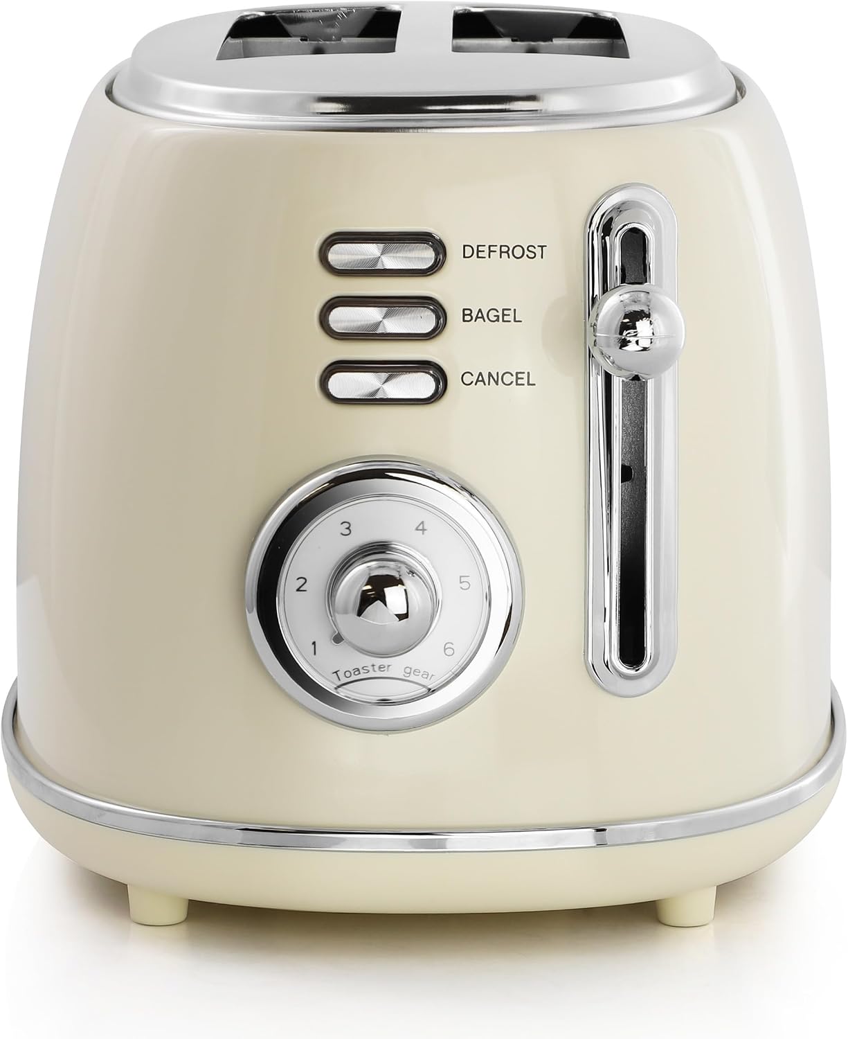 MegaChef 1.7 Liter Electric Tea Kettle and 2 Slice Toaster Combo (Glossy Cream)