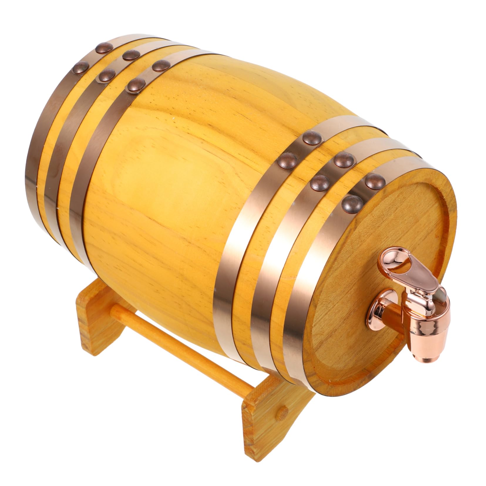 OKUMEYR Wooden Beer Barrel 6 Hoops Red Wine Holder 1l Oak Wine Dispener for Intimate Gatherings