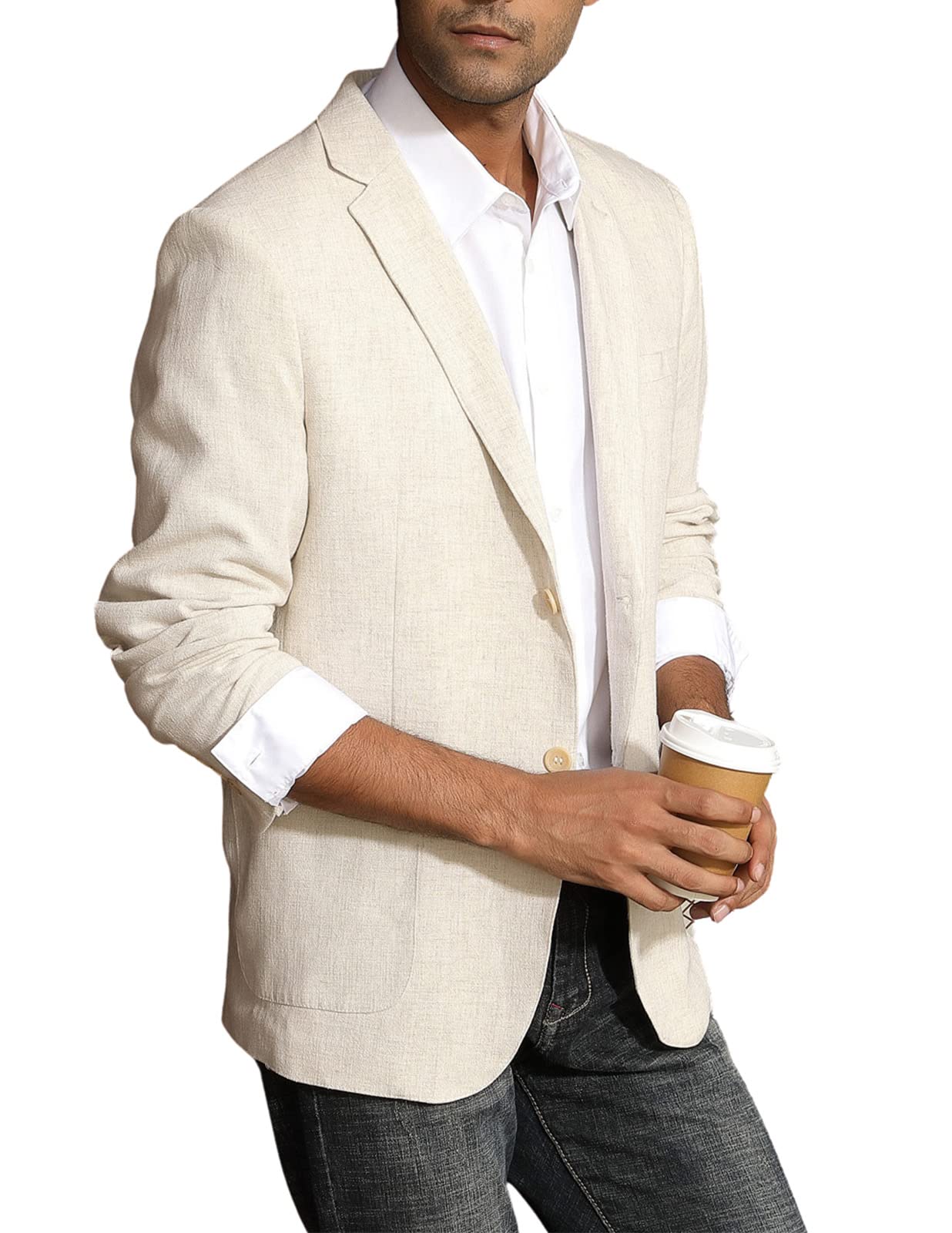 PJ PAUL JONES Giacca da uomo casual, slim fit, in lino, leggera, con 2 bottoni, Sporty Slim Fit Leisure Blazer