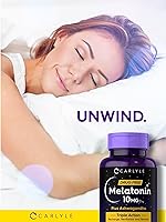 Vista 7 de Carlyle Melatonin 10mg 120 Capsules with Ashwagandha Triple Strength Formula Non-GMO, Gluten Free Supplement