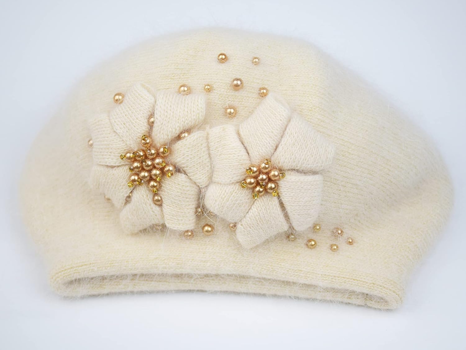 Women Winter Knit Beret Hat Rabbit Hair French Style Beret Classic Warm Casual Beanie Hat - Image 6