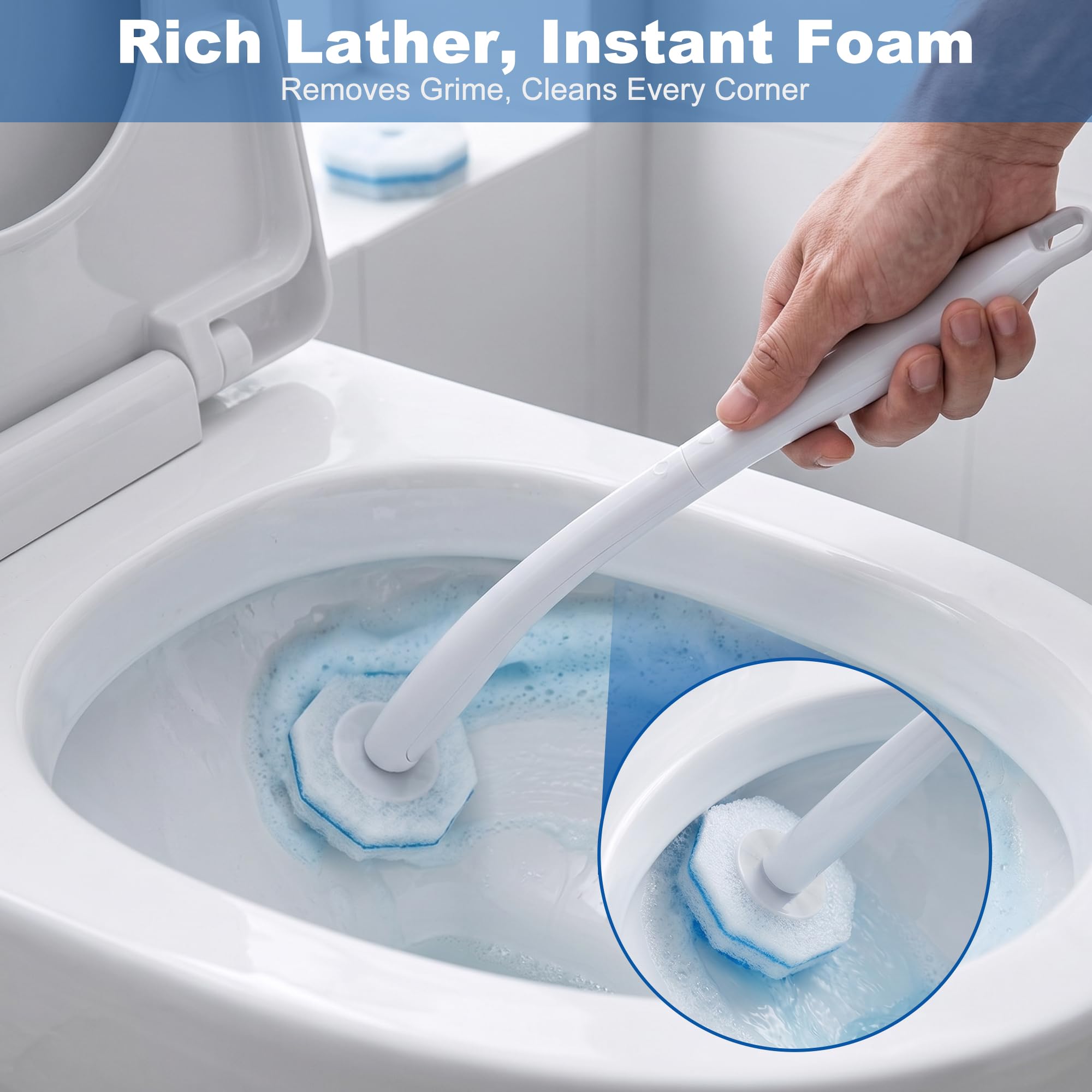 55 cuscinetti di ricambio per WC compatibili con Clorox Wand, schiuma