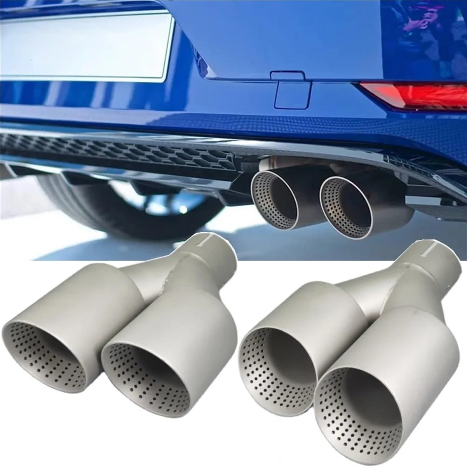1 Pieza Silenciador Acero Inoxidable Mate Doble Para Coche, Escape Universal, Boquilla 60 Mm Y 63 sistema escape Tubo de Escape(Left In60-Out101mm)