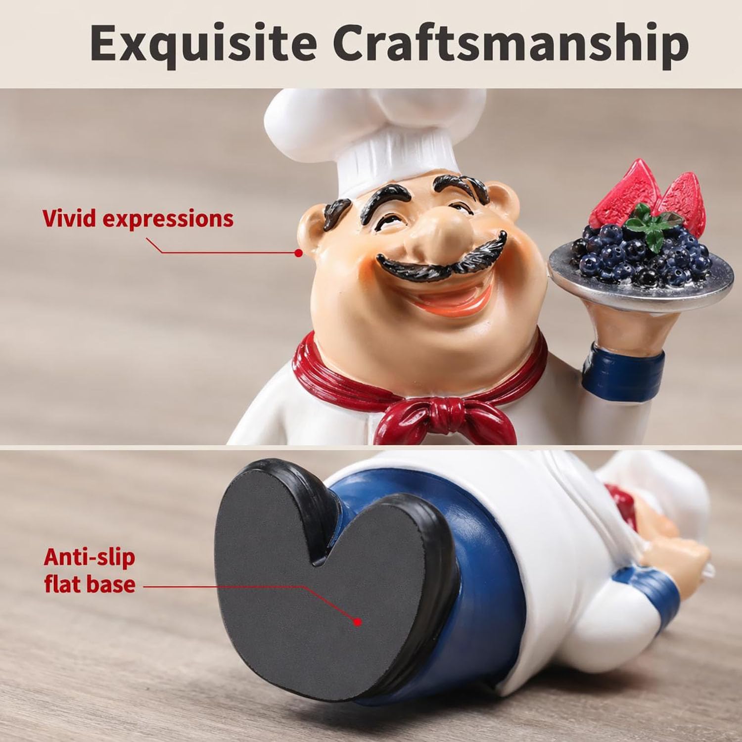 Cute Chubby Chef Resin Figurines Set of 4 Creative American Chef Statue