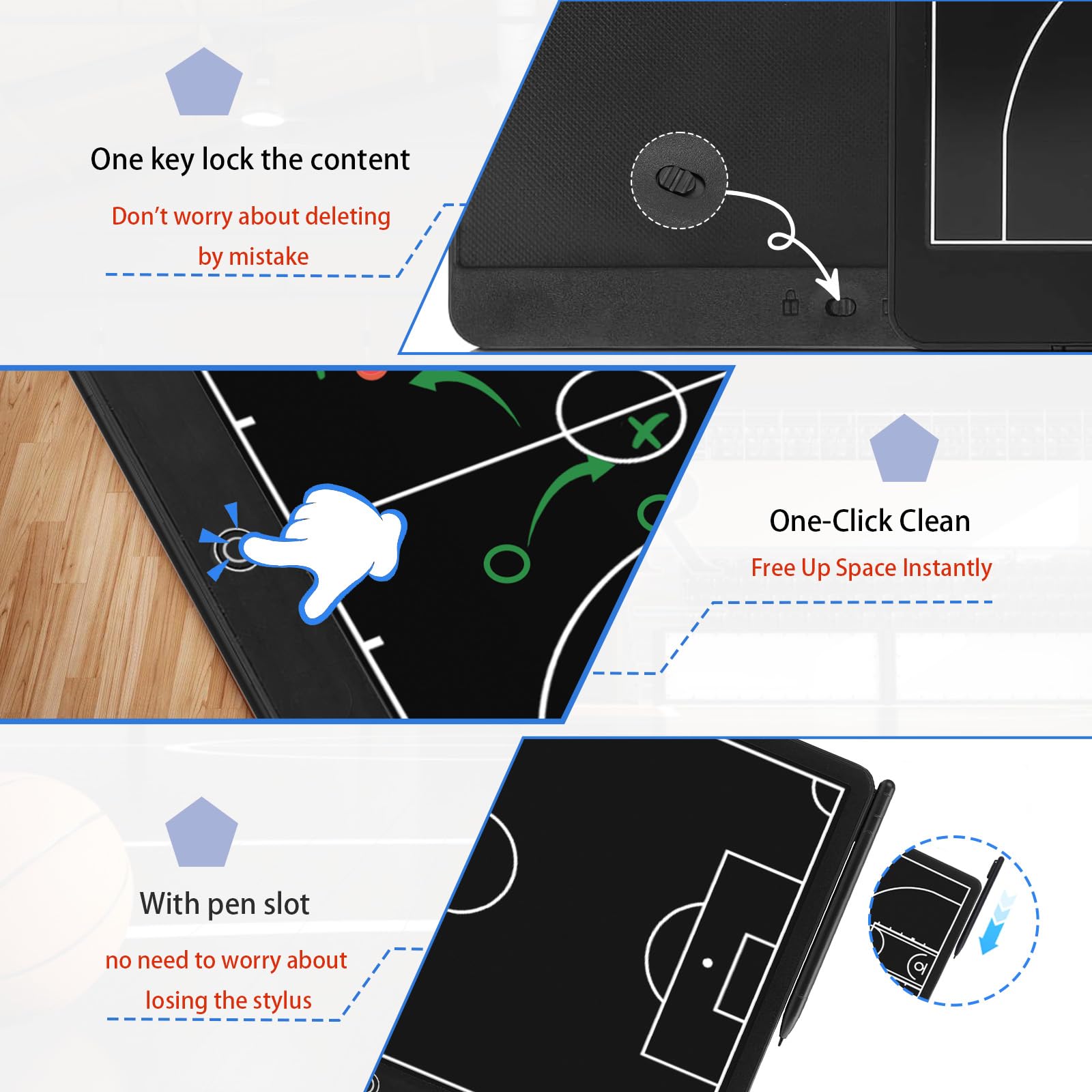 Tablas electrónicas magnéticas de entrenamiento de fútbol, tablero de entrenamiento de fútbol LCD de 16 pulgadas, tablero de estrategia profesional borrable portátil para entrenamiento, enseñanza