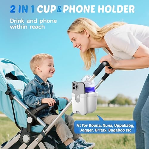 Vista 20 de Guiseapue Portavasos para caminante: Accesorio para portavasos de cochecito con soporte para teléfono, accesorios para silla de ruedas/cochecito