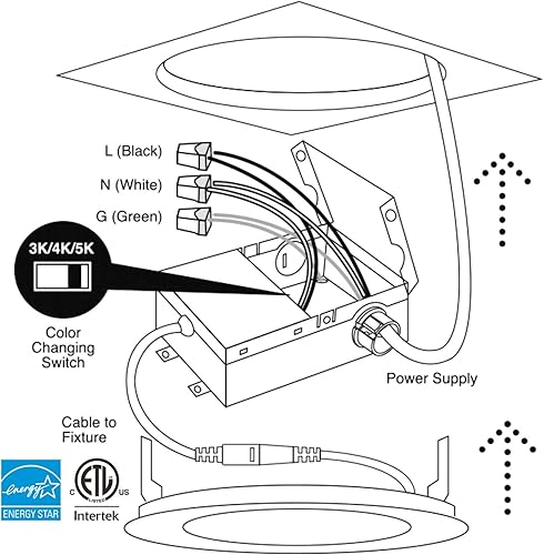 Miniatura 3 de Paquete de 6 luces LED empotrables de techo de 4 pulgadas con caja de conexiones, regulable 9 W 750 LM, 3000 K4000 K5000 K seleccionables,