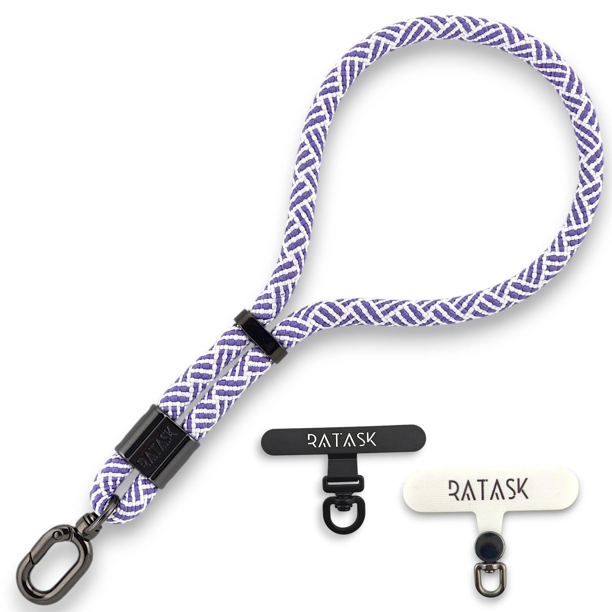 RATASK Adjustable Wrist Strap Lanyard, Rope Lanyard Wrist Strap for Mobile Phones, Cameras, Keyring,Phone Accessory Pendant (Patterned Purple)