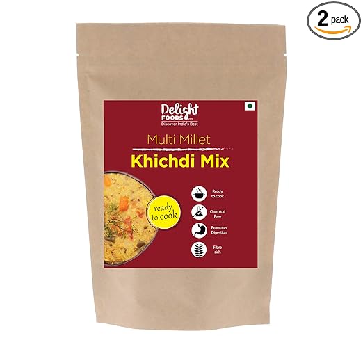 Delight Foods Multi Millet Khichdi Mix - 400gm (Set of 2 Packets - Each 200gm) | Ready to Cook