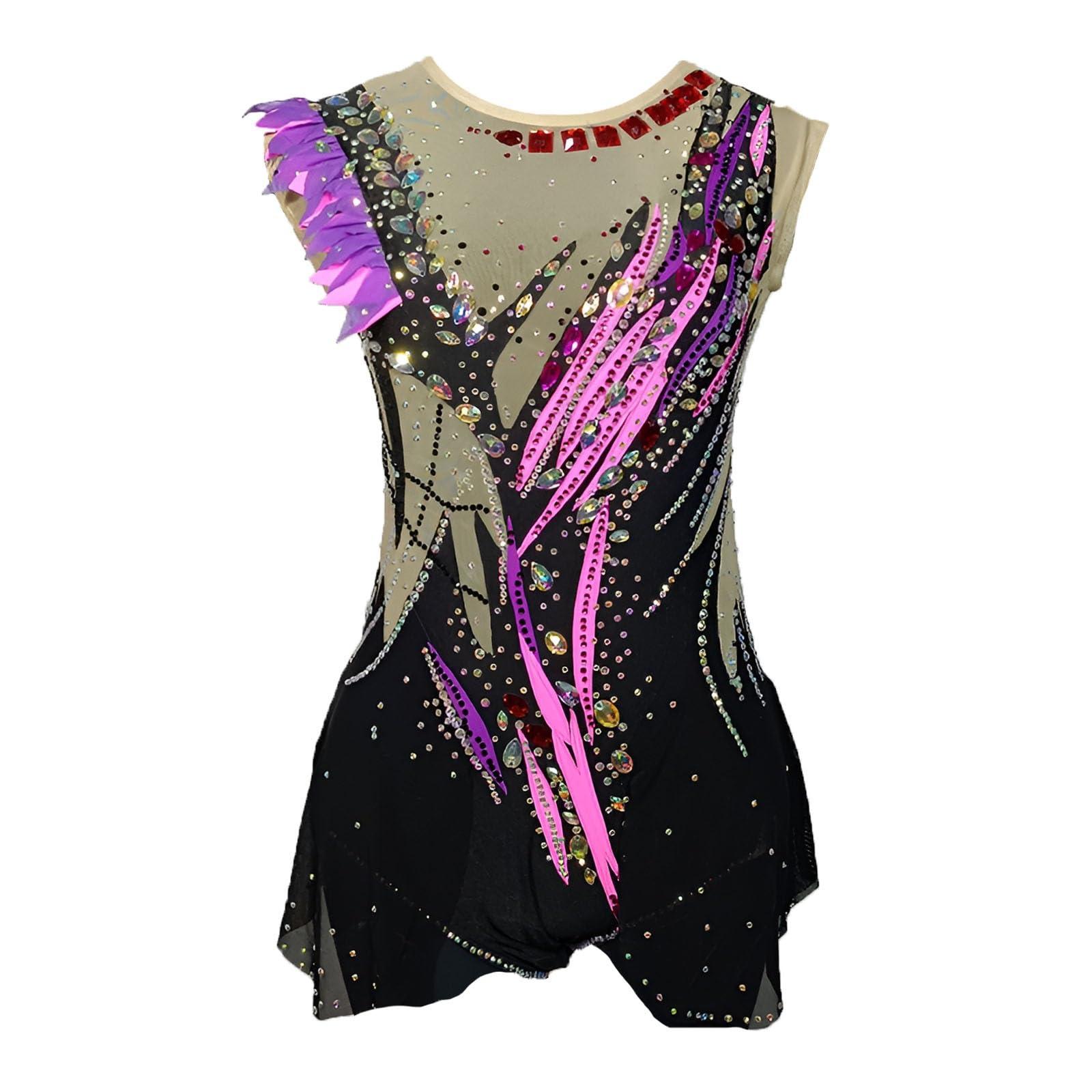 Maillot de gimnasia rítmica infantil, camiseta deportiva brillante for niña, mono de competición