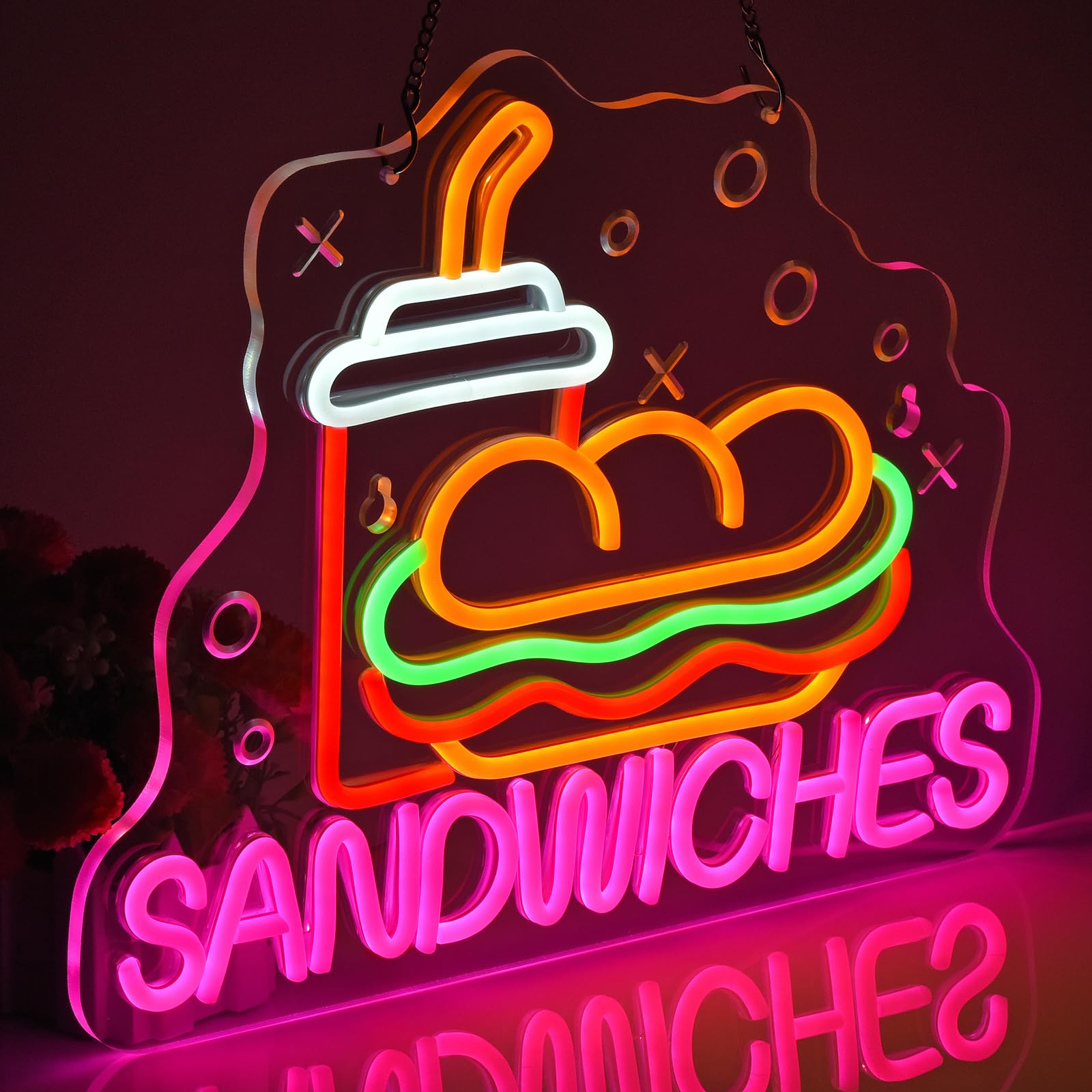 JOMOBUTY Sandwiches Neon Sign for Wall Decor LED Light up Sign