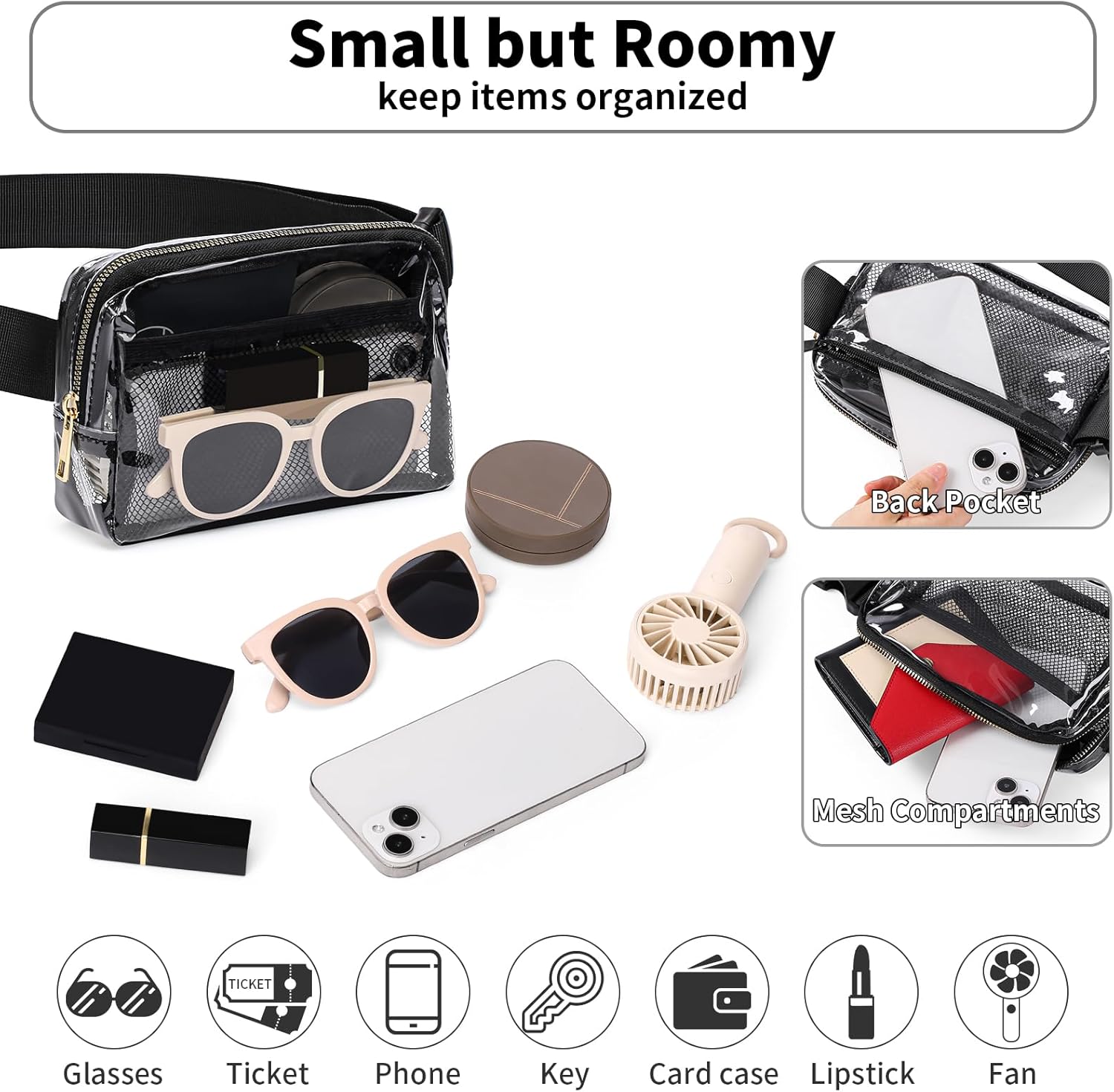 Clear Fanny Pack Stadium Approved, Waterproof Belt Bag for Women Men Fashion Waist Packs Crossbody by Amxnx - Image 2