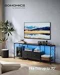SONGMICS BELLAH Collection - TV Stand avec des sorties de puissance et des lumières, Console multimédia de Entertainment Center pour les téléviseurs jusqu'à 178 cm, Salle de séjour, Étagères, Tiroirs, Moderne, Noir d'encre ULGS420B101