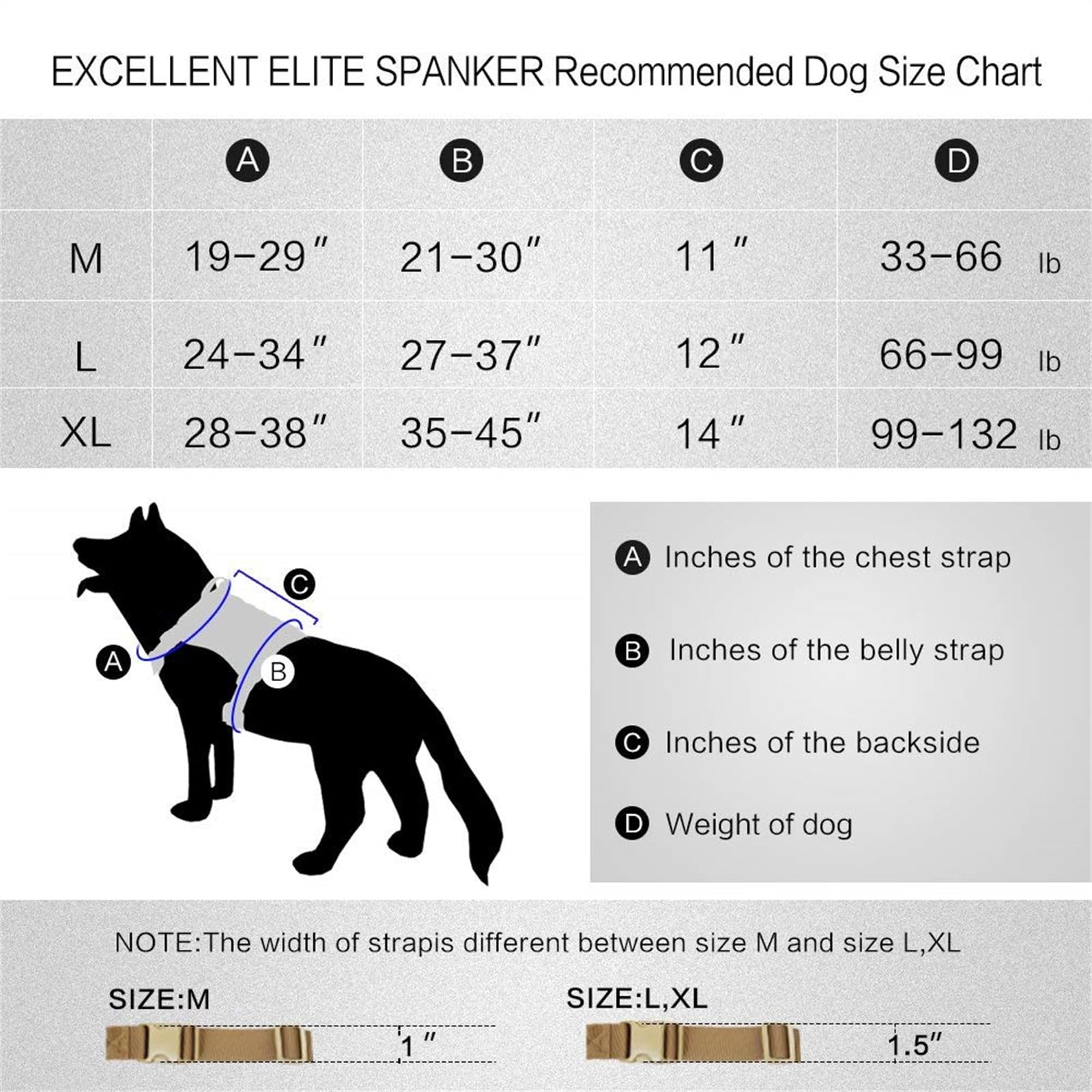 EXCELLENT ELITE SPANKER Arnés táctico militar sin tirones para perros | Arnés ajustable de nailon con asa para perros medianos y grandes, hebilla de liberación rápida, fácil de llevar