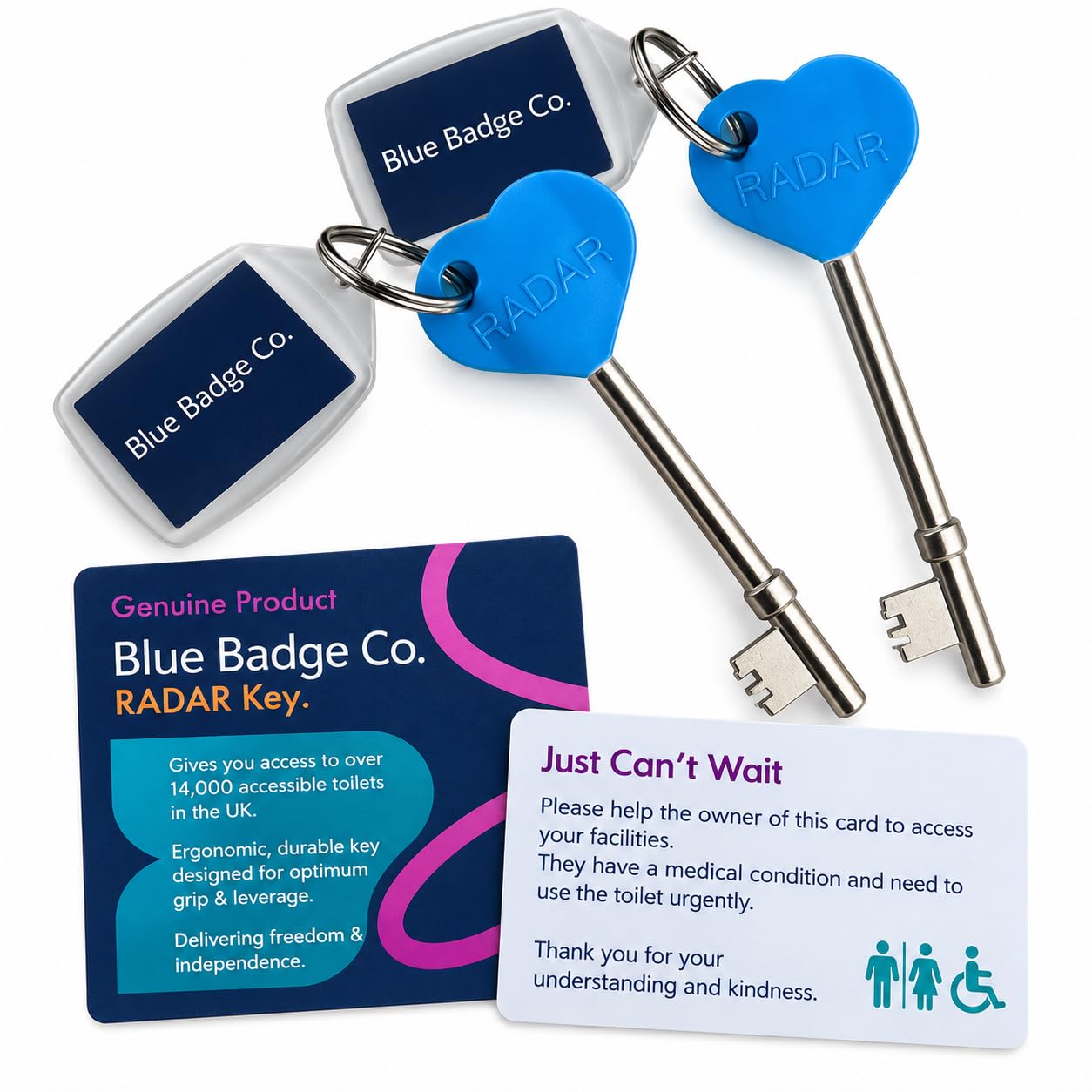 Blue Badge Genuine NKS Radar Key Twin Pack for Disabled Toilet Accessible | Loos in The UK Easy Turn Access Key Ideal for Disabled Blue Badge Holders, ibs Relief, airports, Public Bathroom with Locks
