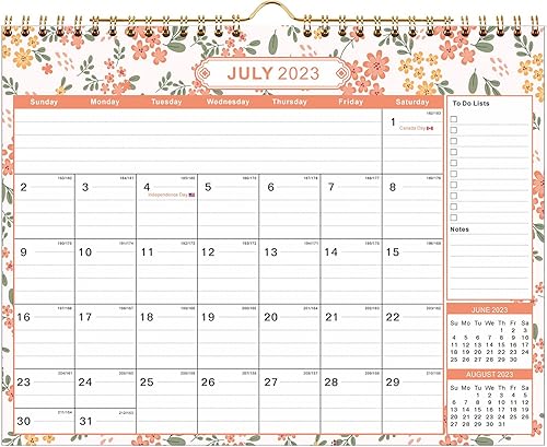 Dzhzal Calendario académico 2023-2024, calendario de pared estético 2024, mensual, 18 meses, julio 2023 a diciembre 2024, planificador mensual de