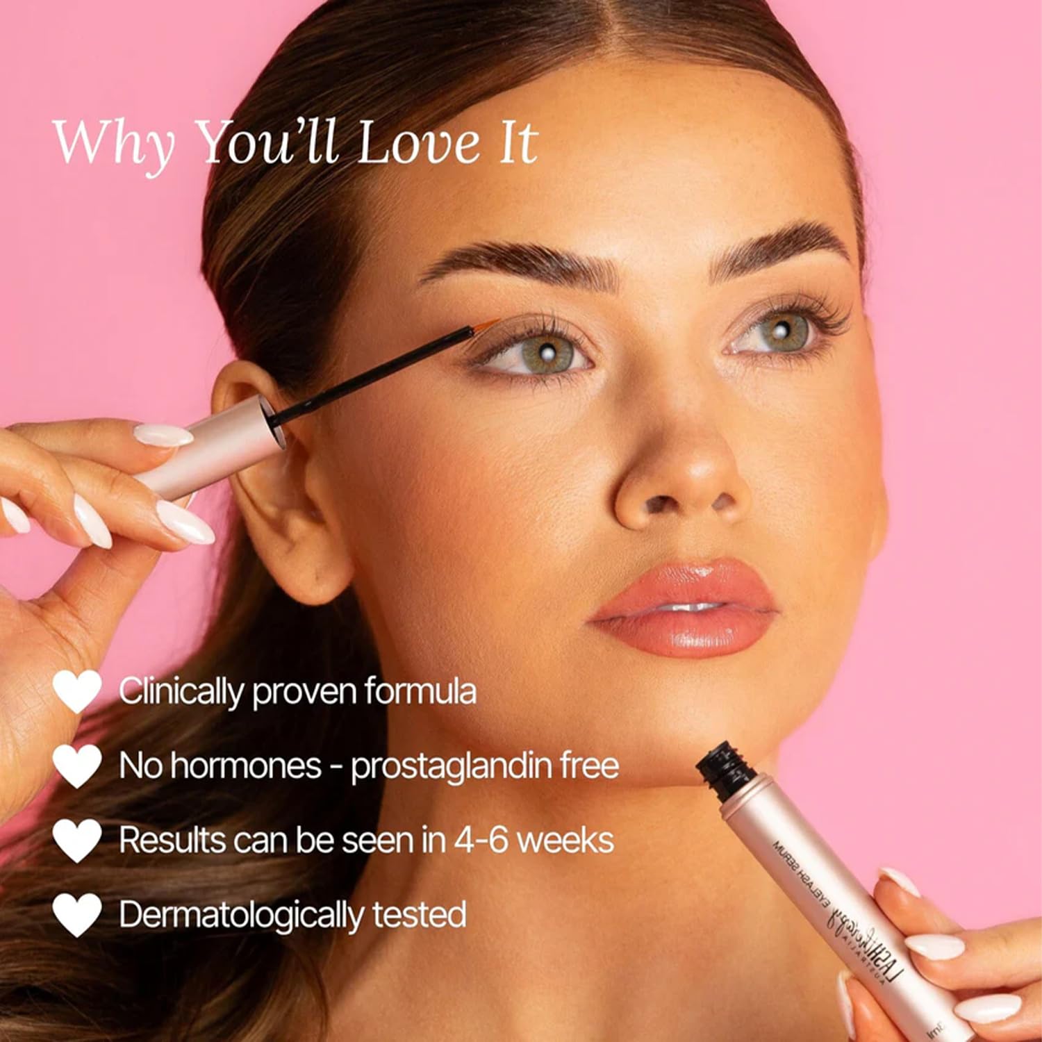 Lash Therapy Australia Siero per la crescita delle ciglia, 3 ml, siero potenziante per ciglia più piene, spesse e lunghe, infuso di peptidi, cruelty free, senza ormoni, senza prostaglandine