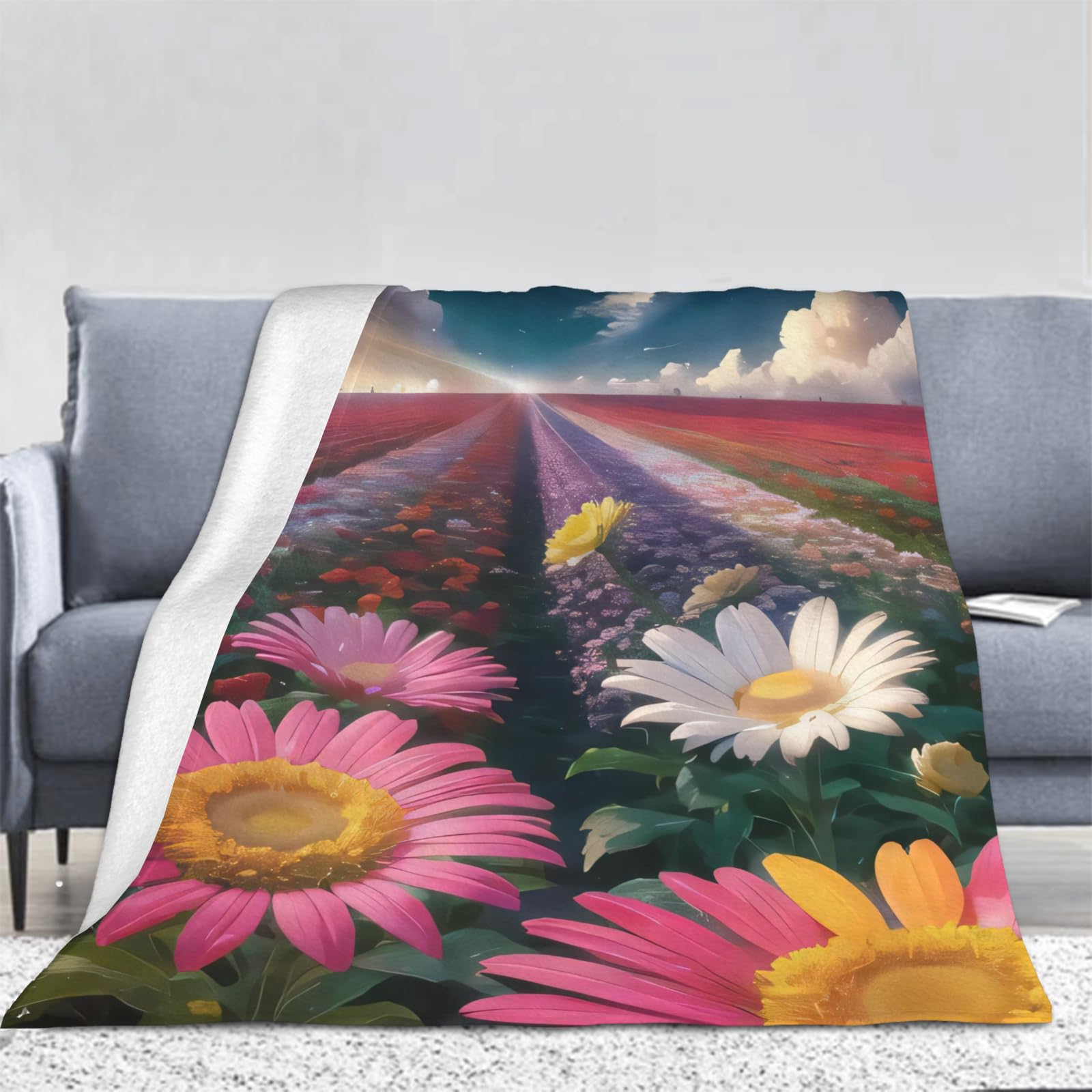 Manta de Franela Estampado Floral 180x200 cm Manta de Franela de Microfibra Chica Manta de Felpa Suave para Sofá Cama Manta Polar Invierno Gruesa y Esponjosa Caliente