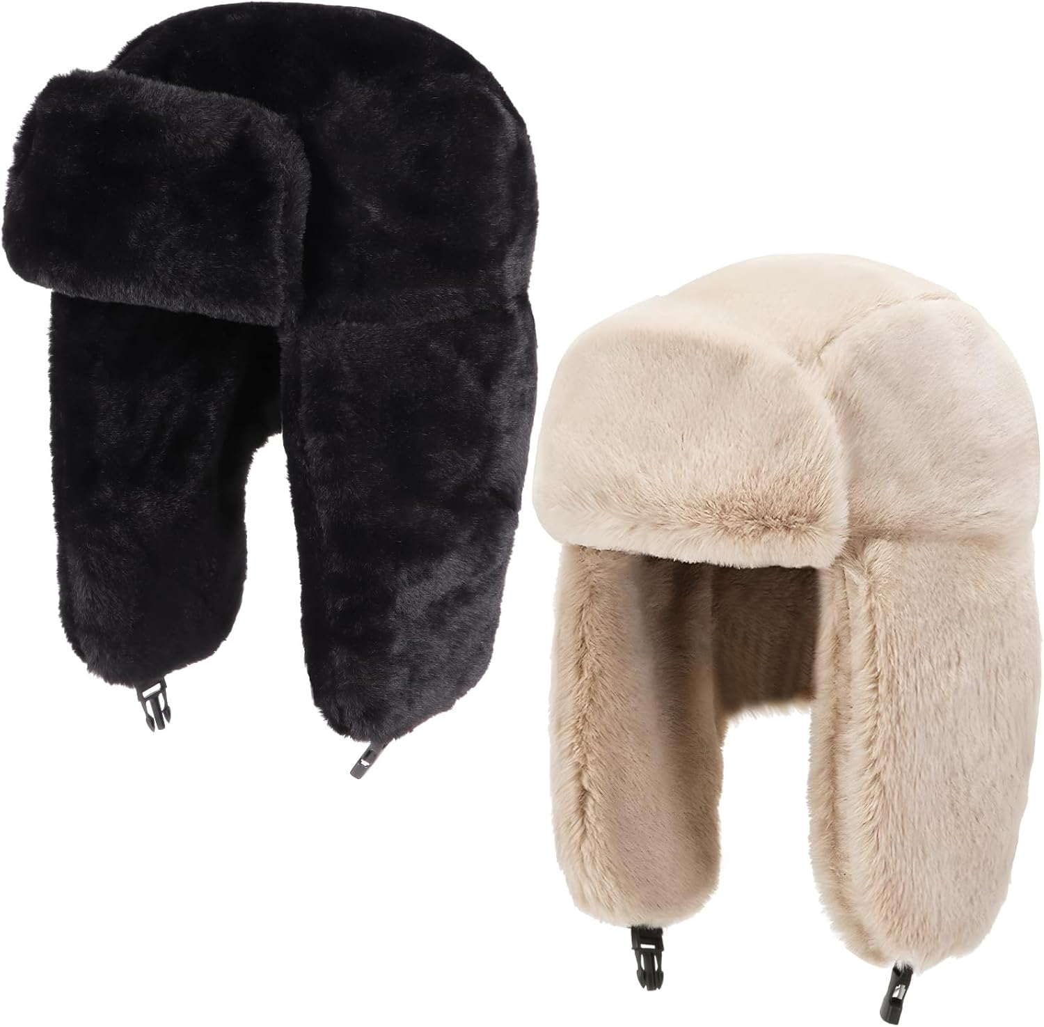 2 Pieces Russian Winter Trooper Hat, Warm Trapper Ski Cap For Men And Women, Windproof Furry Hat For Cold Outdoor Activities