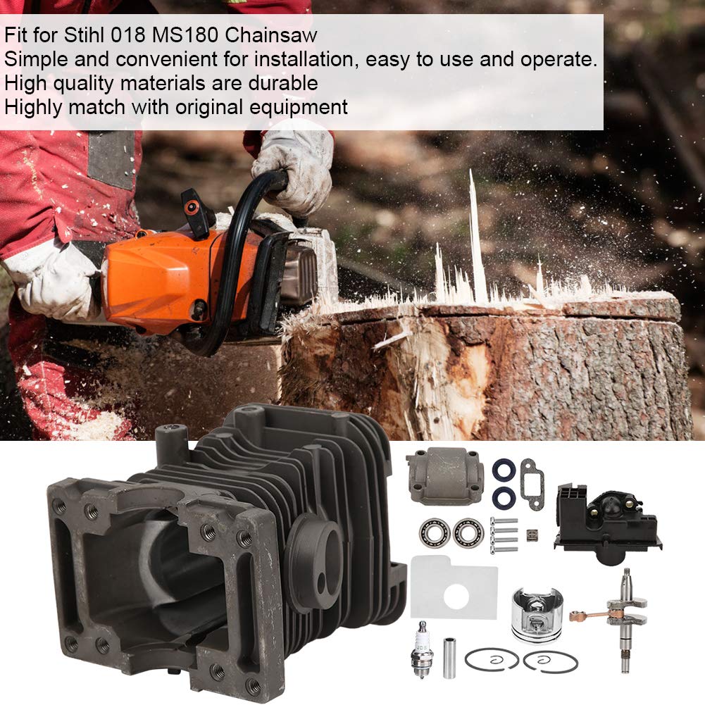 018 MS180 Kit Cilindro Pistone Albero Motore per Motosega, Affidabile Gruppo Cilindro da 38 Mm per Accessori Motosega, Kit Parti per Professionisti, Materiale in Lega di Alluminio
