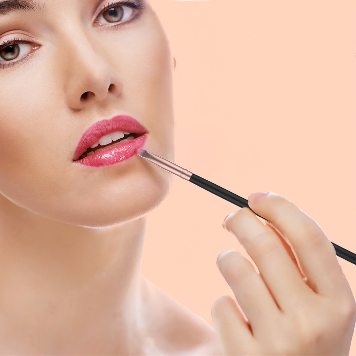 BESTOPE 18 Pcs Makeup Brushes Premium Synthetic Fan Foundation Powder Kabuki Brushes Concealers Eye Shadows Make Up Brushes Kit, Rose Gold