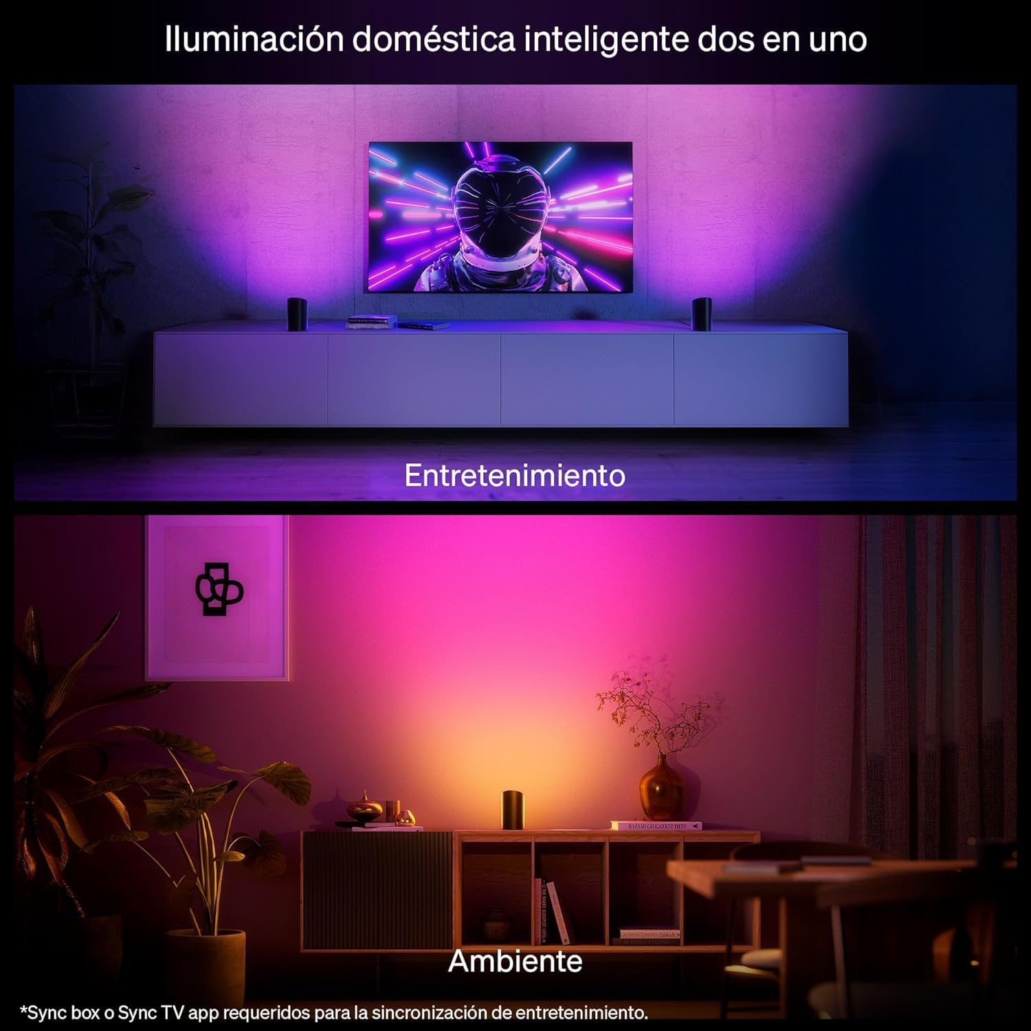 Philips Hue Play Bañador de pared inteligente, blanco, luz blanca y de color con tecnología ColorCast, compatible con Bluetooth, control por voz con Alexa, Apple Home y Google Assistant, paquete de 1