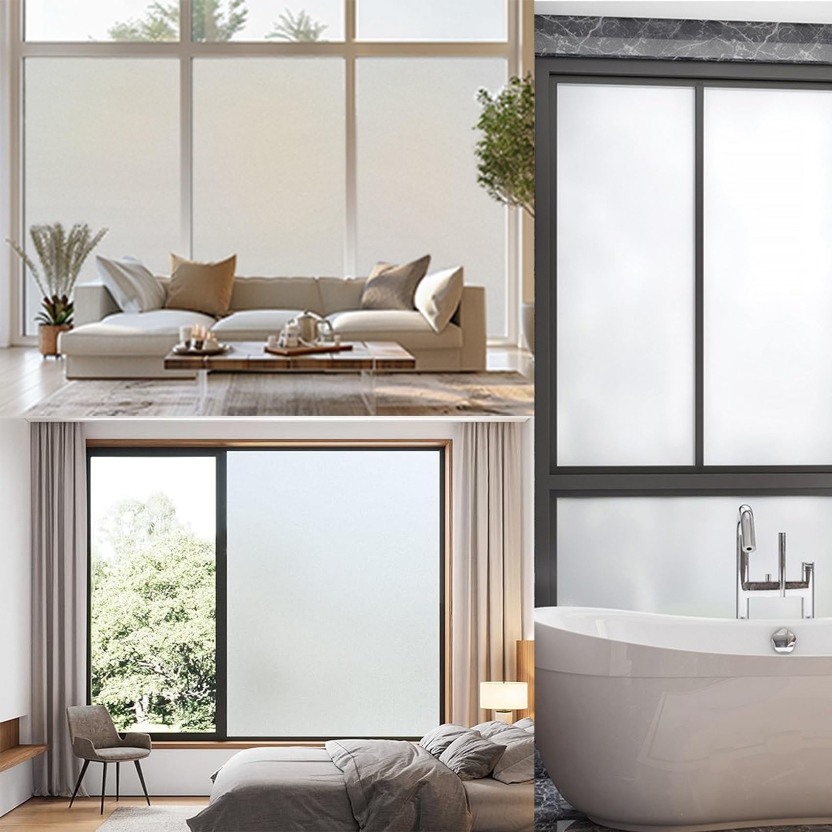 Película para Ventana 80 x 225 cm, Translúcido, Protector Solar, Protección UV, Rotección de La Intimidad, Láminas Protectoras de Privacidad, para Cristal Bano Cocina, Blanco Mate