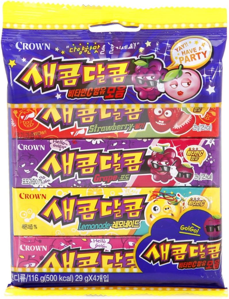 Korean Sweet and Sour Assorted Flavored Chewy Candy 116g (5 Pack)