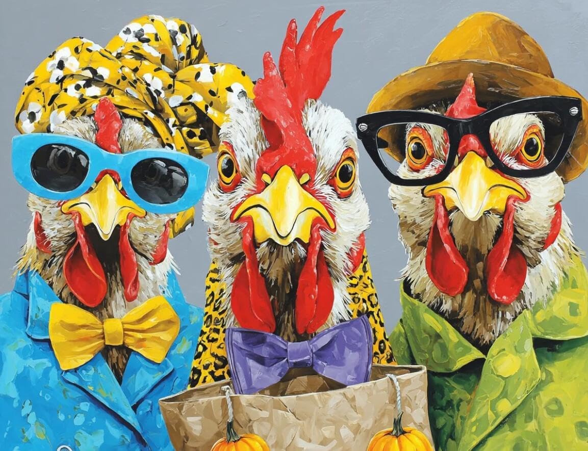 Henypt 11Ct Cross Stitch, Cute Chicken 11 Count Counted Stamped Pre Printed Cross Stitch Embroidery Kits for Adults Beginners Starter Advanced Easy Crossstitch Patterns Set Wall Decor 40X50