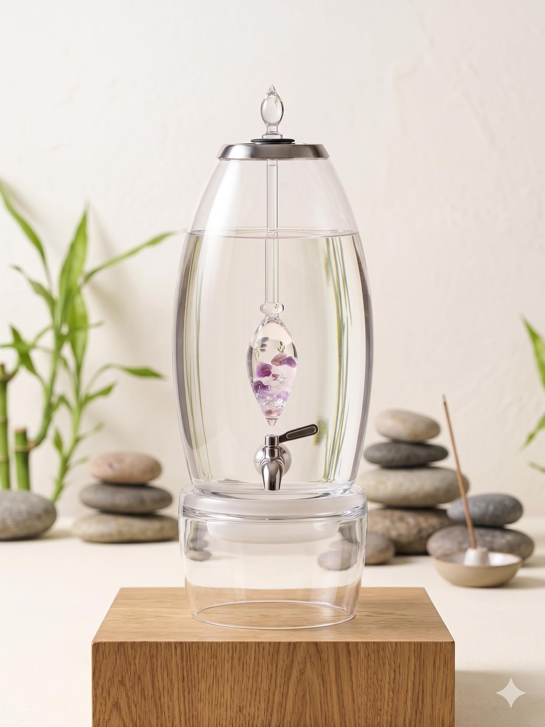 Vitajuwel Wasserspender Wellness inkl. Edelsteinphiole (Amethyst, Rosenquarz & Bergkristall)