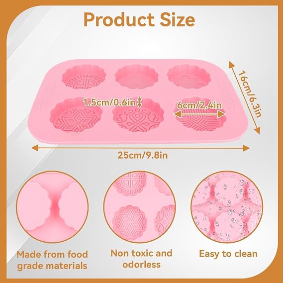 Mooncake Mold, 2PCS Chocolate Candy Molds Silicone Mold for Baking Chocolate Cookie Silicone Molds for DIY Moon Cakes and Pastries