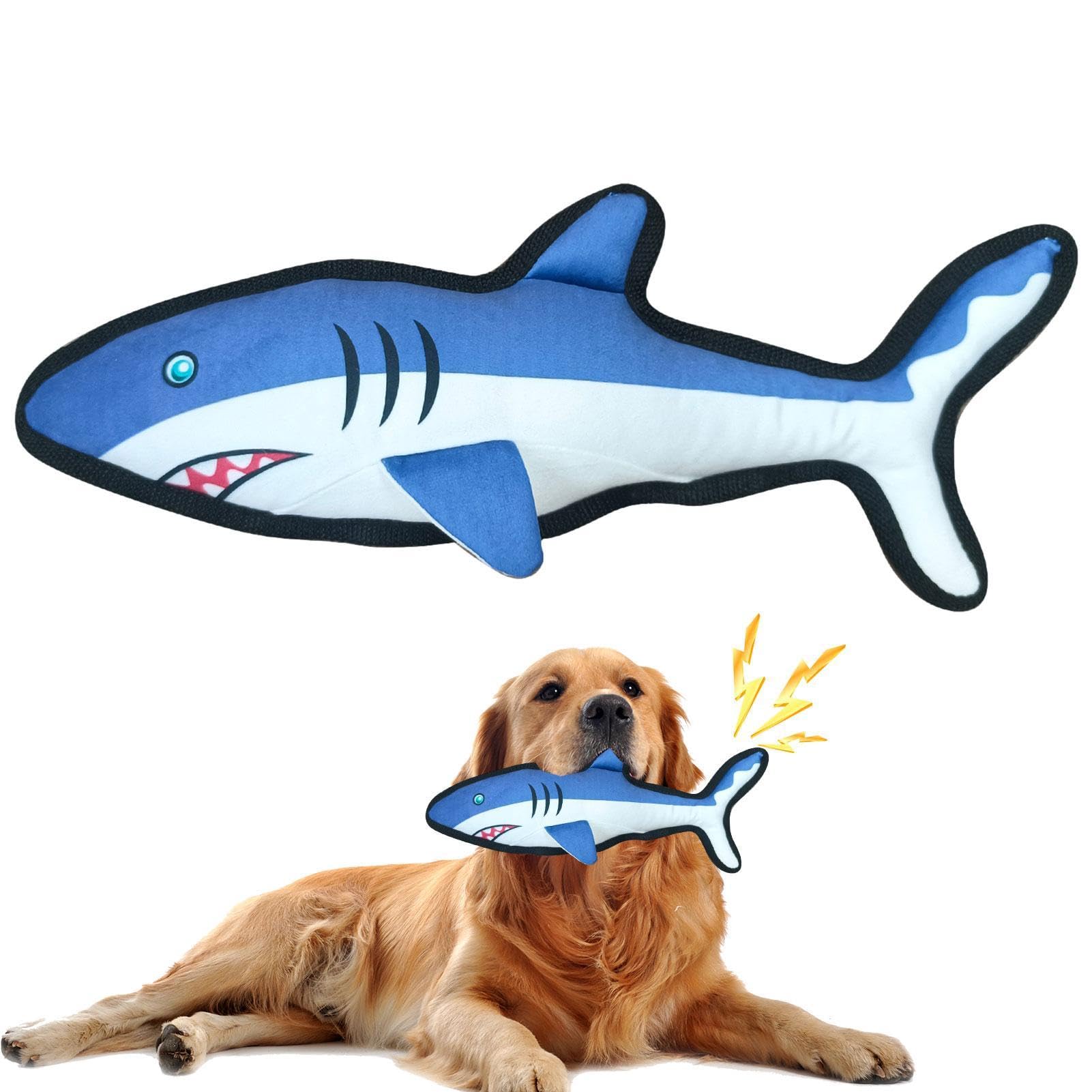 Giocattolo per cani con squittio, giocattolo per la pulizia e l'addestramento dei denti, giocattolo per la pulizia e l'addestramento dei denti a forma di squalo, giocattolo per dentizione per animali