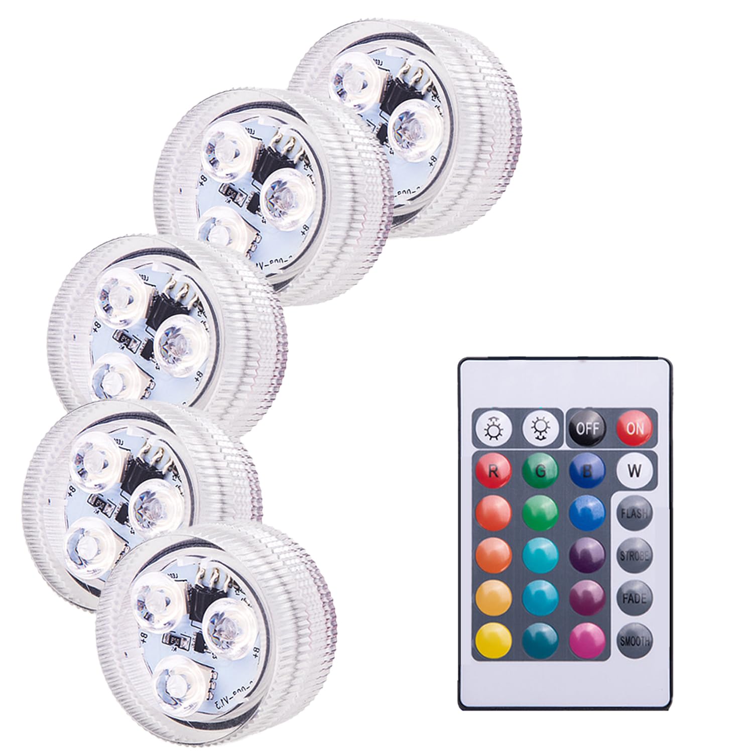 POCKETMAN 3 LED Beads, Super Bright Mini Night Light, 16-Colour Switchable Waterproof Ambient Light with Switch Control, 4 Modes of Light, Suitable for Parties, Swimming Pools, Bars, Fish Tanks