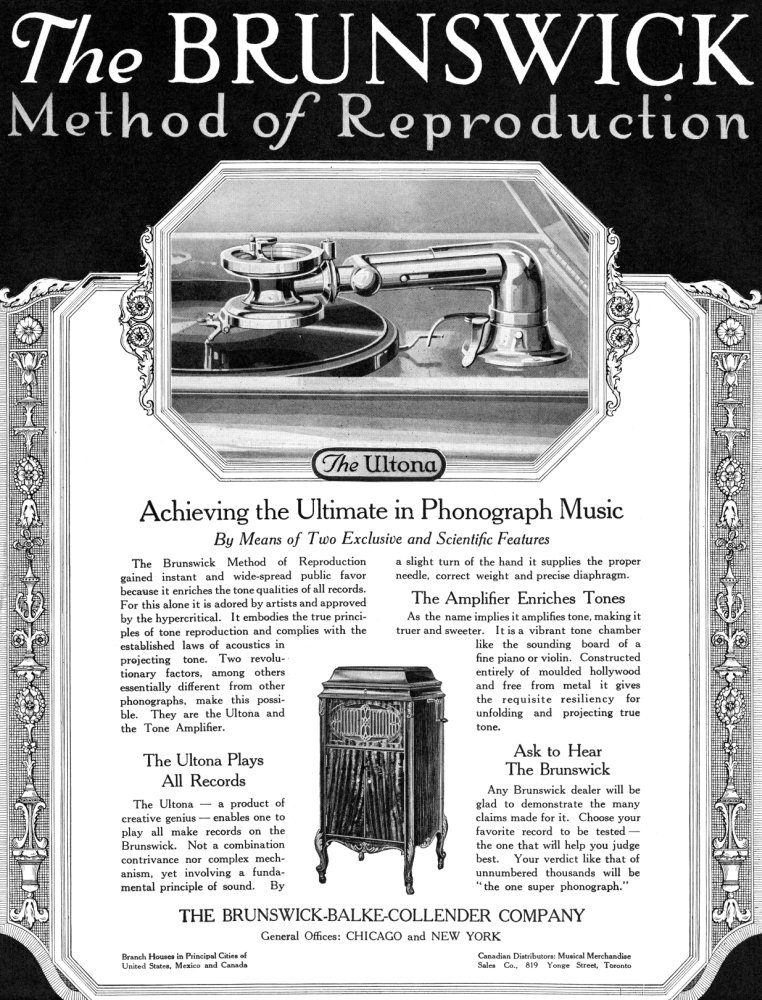 Ad The Ultona 1919 Namerican Advertisement for The Ultona A Product of The Brunswick-Balke-Collender Company 1919 Poster Print by (24 x 36)