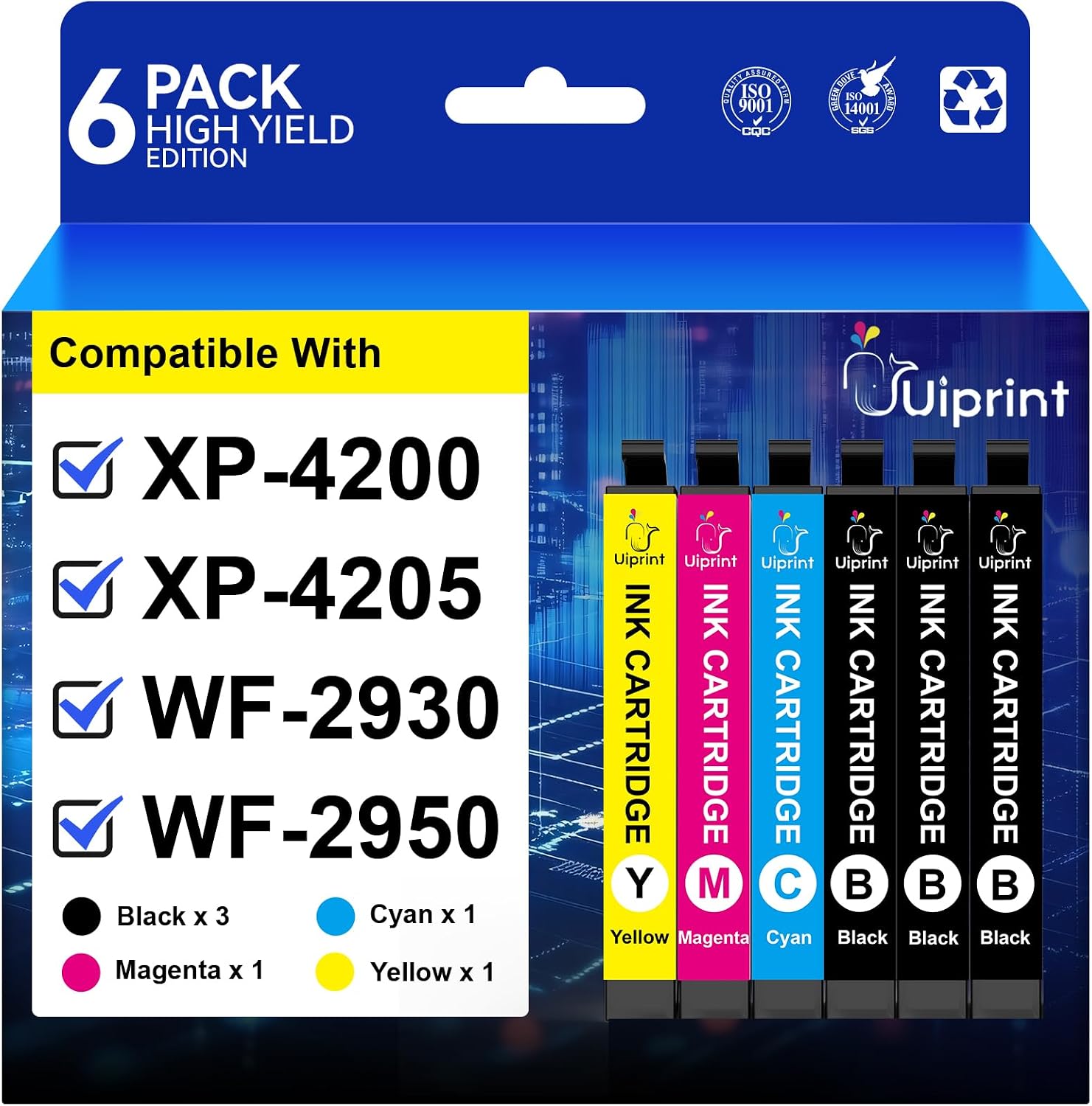 XP-4200 XP-4205 WF-2930 WF-2950 Printer Ink Cartridges Combo Pack | For Epson XP‑4200 XP‑4205 WF‑2930 WF‑2950, High Yield 10 Pack, Up to 4100 Pages, with Latest Upgraded Chip, Premium Ink