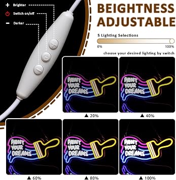 Paint Your Dreams Neon Sign for Wall Decor, Drawing Led Sign for Art Studio, USB Dimmable Paint Brush Neon Light for Art Classroom Paint Party Decoration Home Shop Kid Room