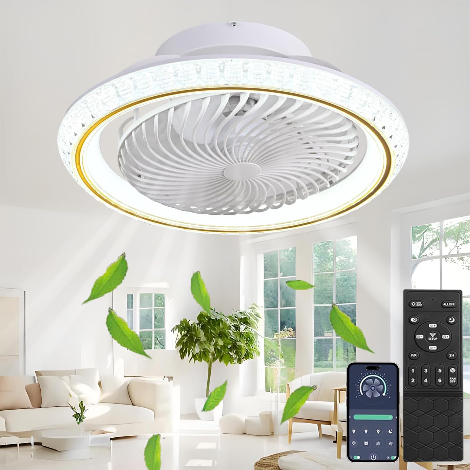 Ventilatore Da Soffitto Con Luce in Legno Silenzioso Dimmerabile Plafoniera Con Ventilatore Reversibile Timer Design Ventola Lampadario Modalità Inverno Estiva Per Camera Da Letto Soggiorno-B