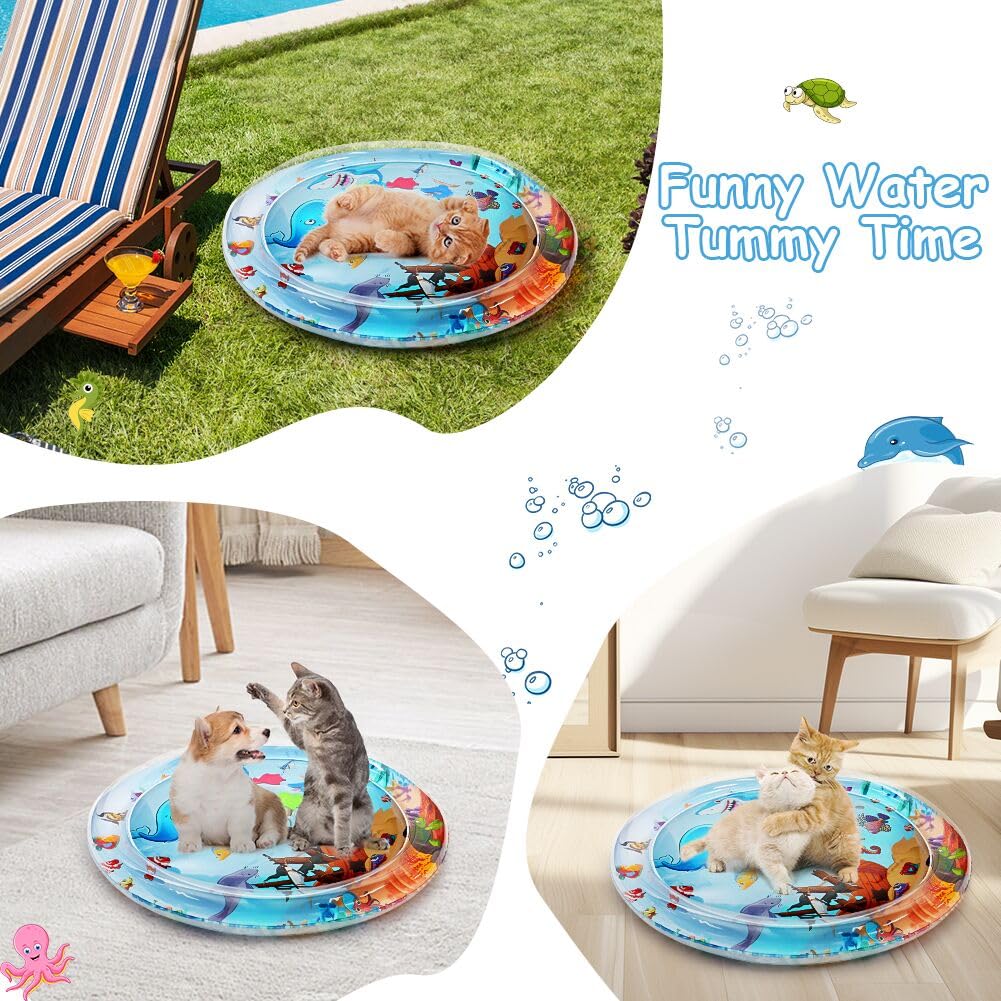 OSDUE Tappetino Gioco con Sensore Dell'acqua,Tappetino Gonfiabile per Pancia Gatti Tappetino Gioco Sensore D'acqua Ispessito Tappetino Raffreddamento Gonfiabile Portatile RegaliNatale