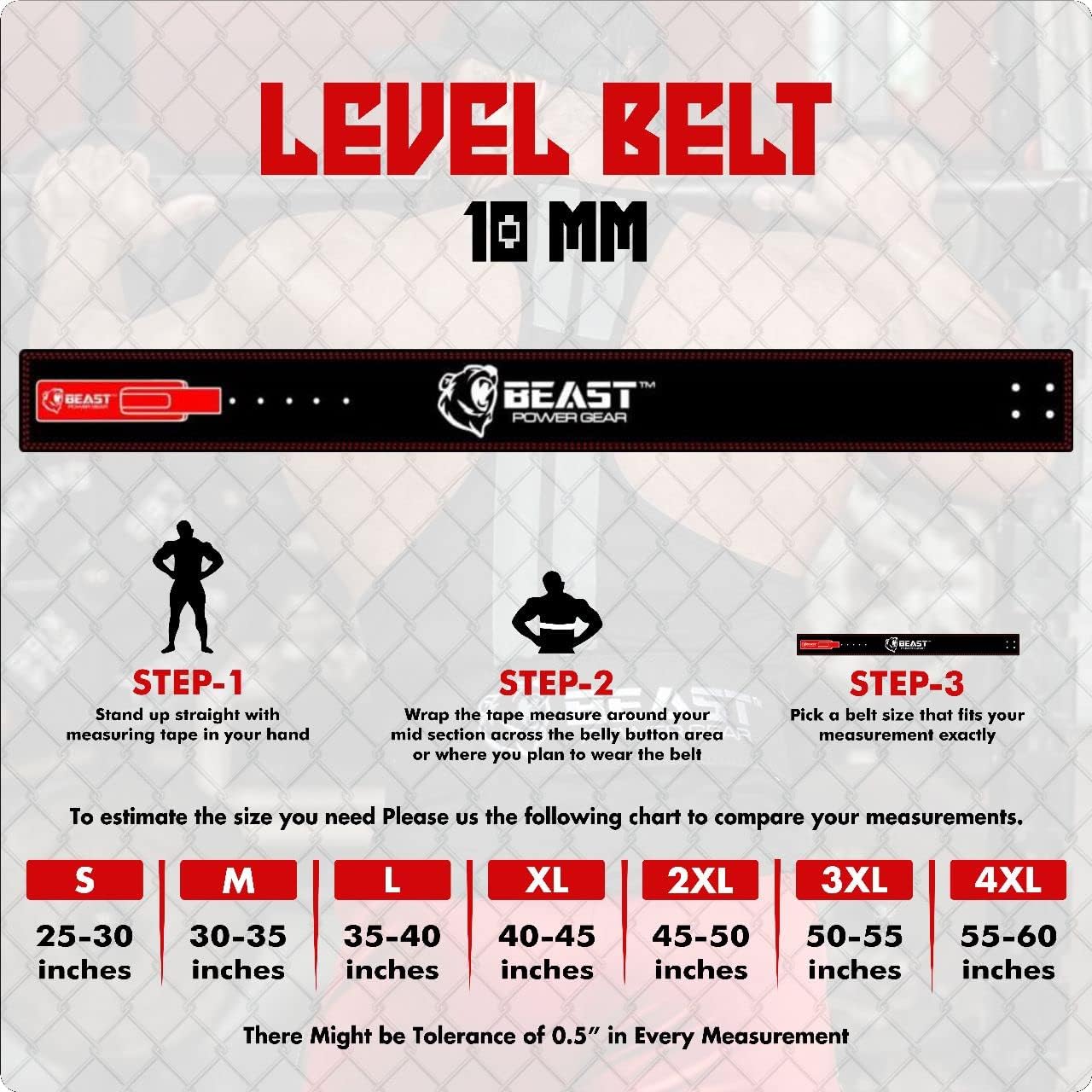 Beast Power Gear Weight Lifting Belt Lever Buckle 10MM 13MM Thick & 4 Inches Free Strap Weightlifting, Powerlifting, Deadlifts, Squats Men Women