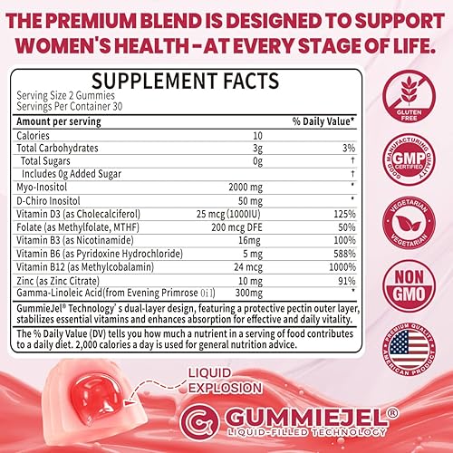 Miniatura 2 de Gomitas de inositol con aceite de onagra para mujer + gomitas orgánicas de espirulina azul