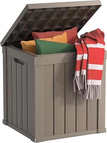 KFY Caja de cubierta de 50 galones, material de resina para todo tipo de clima, caja de almacenamiento al aire libre, fácil de instalar y portátil,