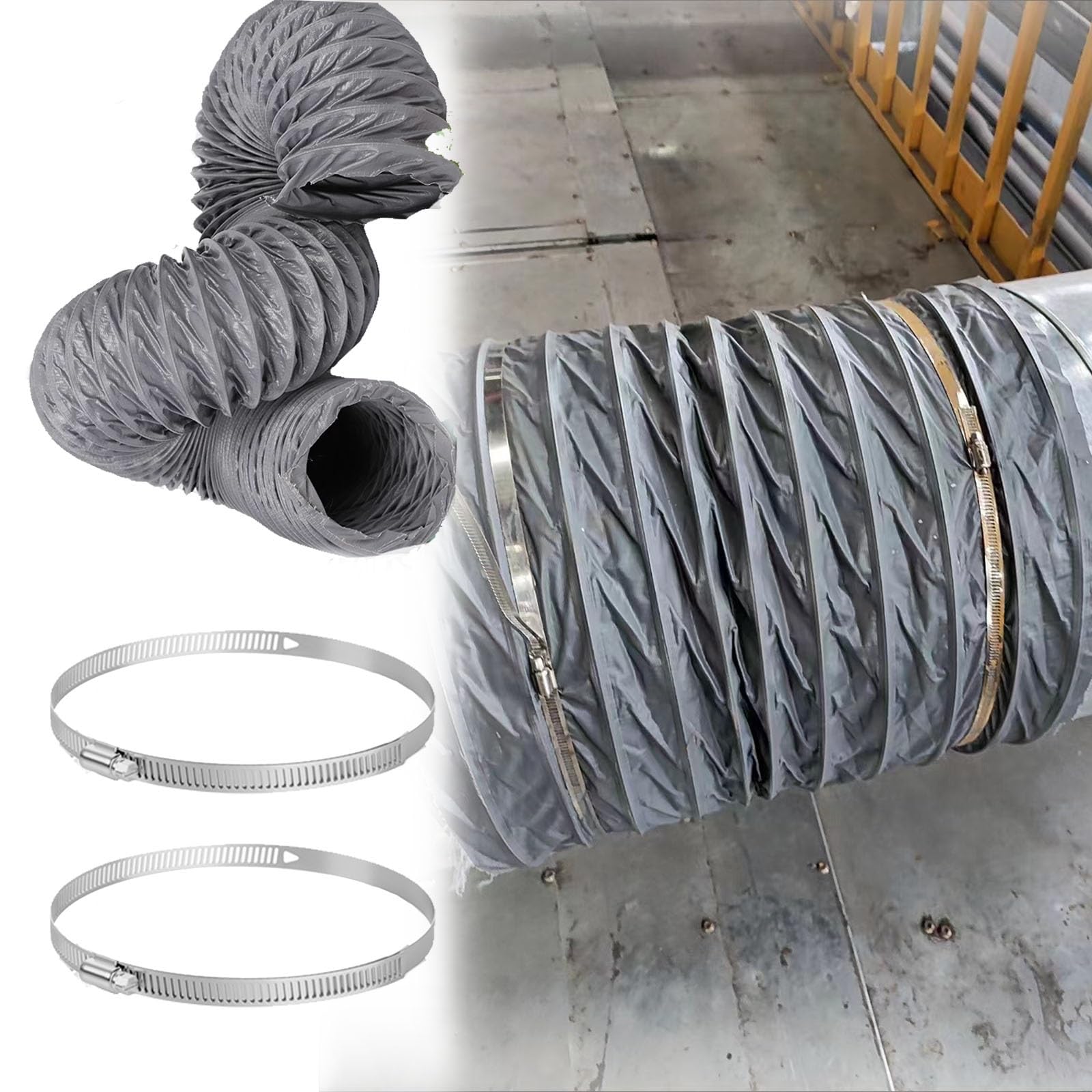 Tubo Flexible Tubo Secadora Manguera De Conducto De 100-150 Mm Aislada, Manguera Flexible Para Ventilación De Secadora, Manguera De Escape De Aire Acondicionado Portátil Universal Con Abrazadera, Mang