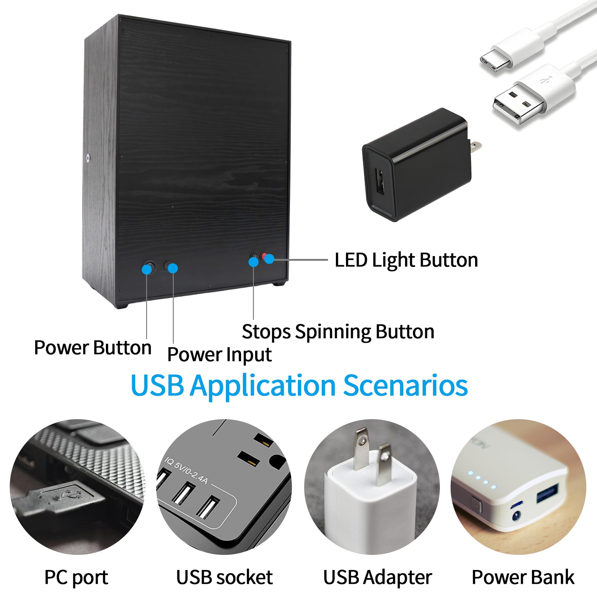 Oryx Uhrenbeweger für 4/6/9 Automatikuhren, Rotierende Uhrenbox 5 Rotationsmodi Einstellung Vitrine mit extra Uhrenspeichern und LED-Licht, abschließbare Winders USB-betriebener super leiser